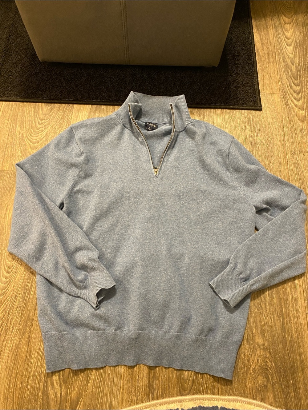 J. Crew Men’s Light Blue Quarter-Zip Knit Pullover; size L